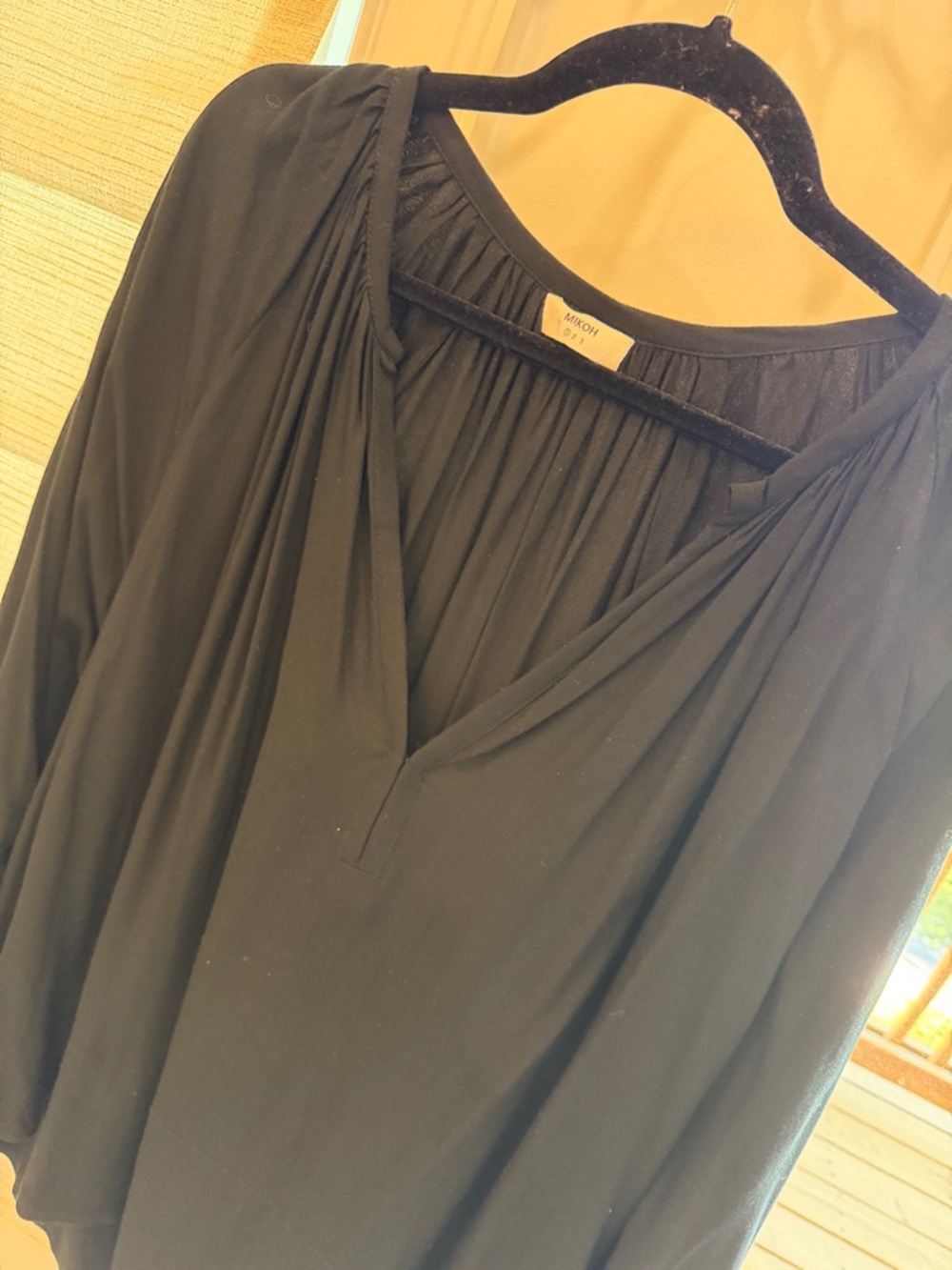 Mikoh Black Flowy Pleated Top